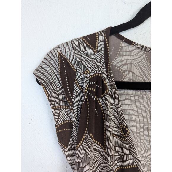 Y2K Wet Seal Wrap Dress Womens Small Brown Floral Slinky Flowy Earthy Hippie - Picture 3 of 6
